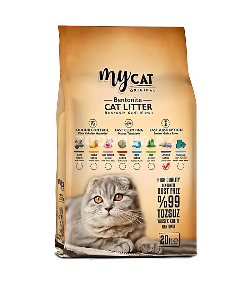 Комкующийся наполнитель MyCat® для кошачьего туалета с ароматом лаванды, крупные гранулы 20 л